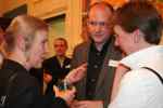 Mike Bartlett, jt. Tinniswood winner and Imison winner, with 
Patricia Imison