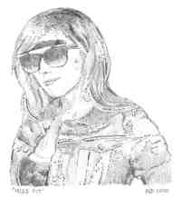 pencil sketch of Mandy Giltjes of Kiss Off, Sept 2010